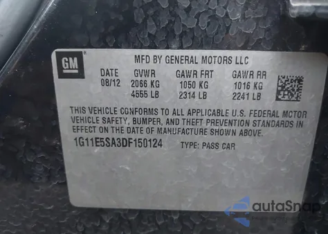 2013 Chevrolet Malibu 2Lt z USA, uszkodzony, nr VIN 1G11E5SA3DF150124